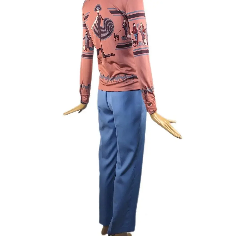 Alpaq powder blue 70s pants vintage high‎ waist trousers flare leg - Picture 8 of 9